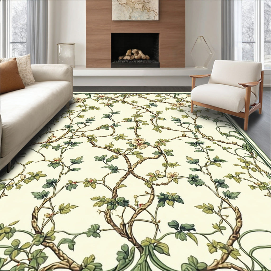 Botanical Vines Delicate Blossoms Rug