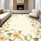 Ornate Floral Vines Cream Background Rug