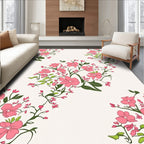 Pink Floral Branch Pattern Rug