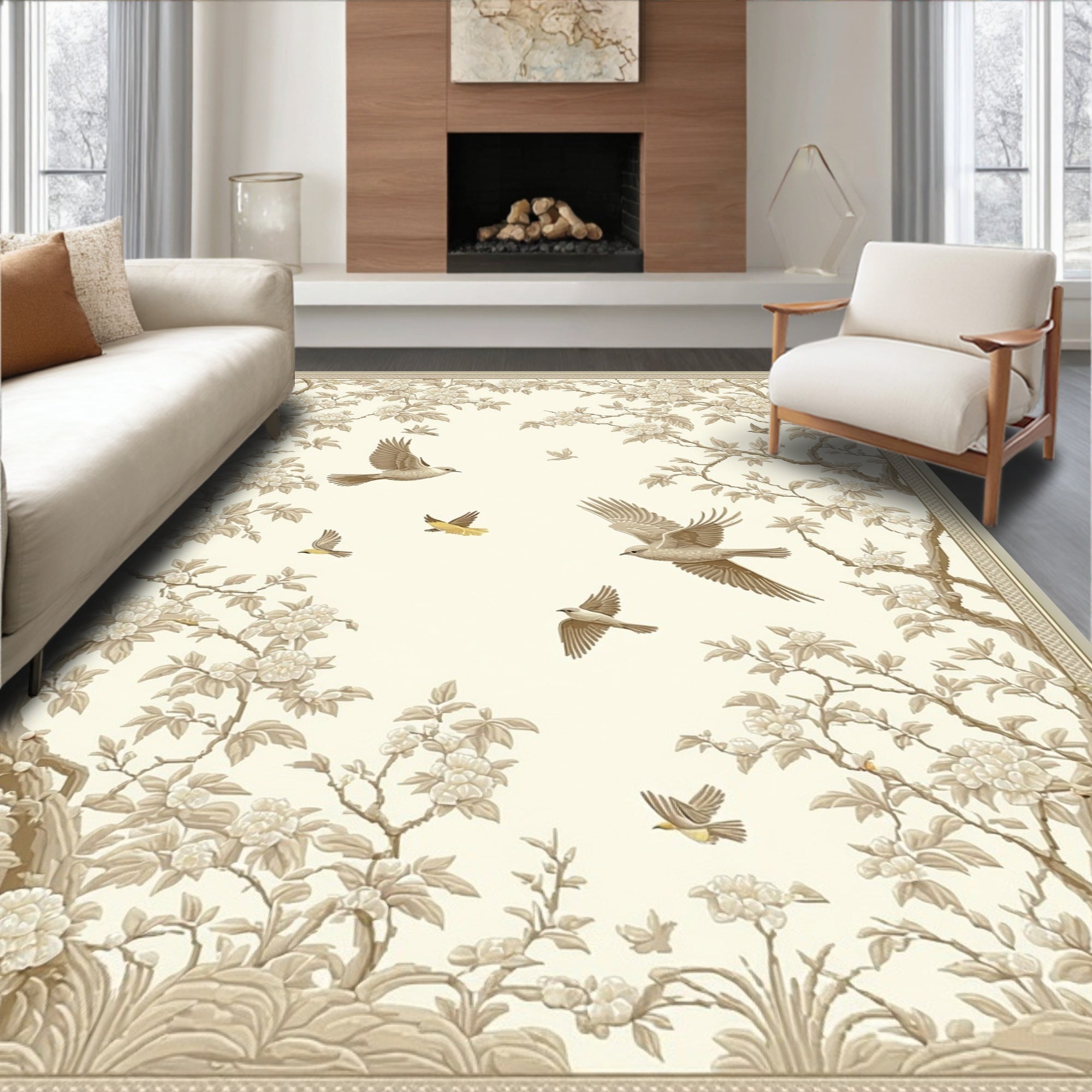 Tapestry Bird and Floral Garden Rug