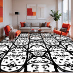 Bold Black White Tribal Pattern Rug