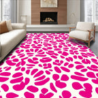 Bold Pink Abstract Floral Pattern Rug