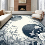 Monochromatic Floral Swirl Scroll Rug