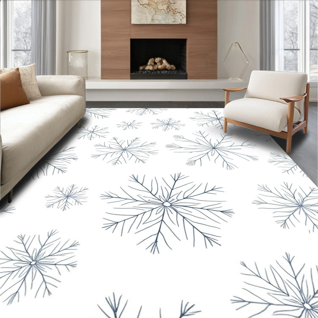 Delicate Snowflake Patterned Design Rug