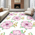 Pink Floral Branch Repeating Pattern Rug