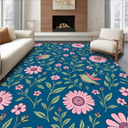 Floral Birds Blossoms Pattern Rug
