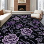 Purple Floral Swirl Vines Rug
