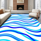 Flowing Blue Waves Design Rug