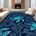 Oceanic Turtle Aquatic Swirl Design Rug