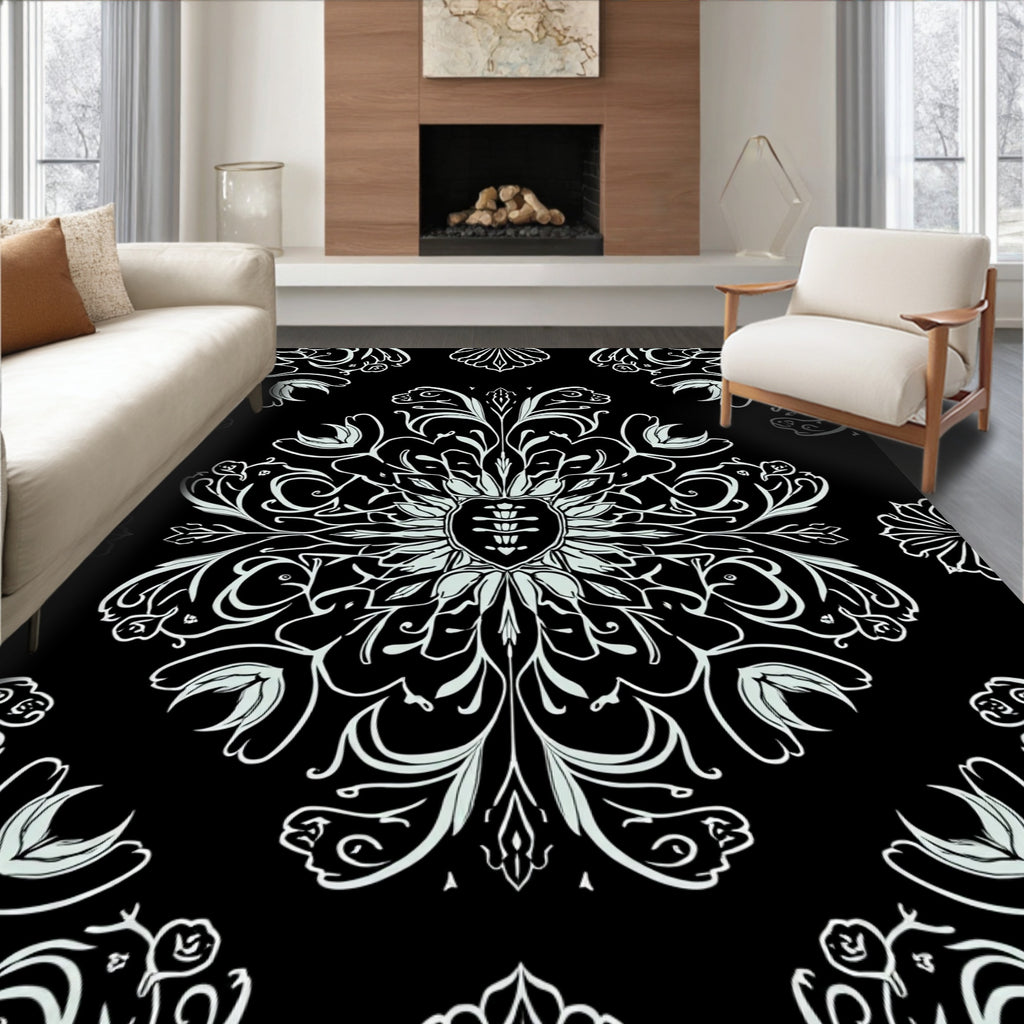 Intricate Floral Swirl Pattern Design Rug