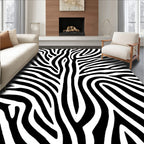 Bold Black White Stripe Pattern Rug