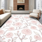 Elegant Pink White Floral Pattern Rug