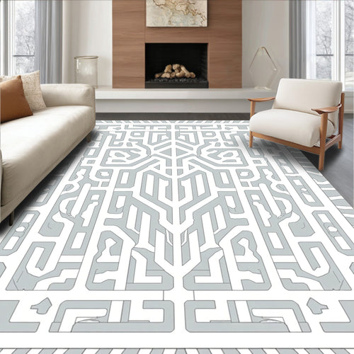 Abstract Geometric Maze Design Rug