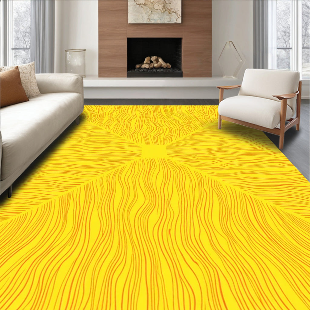 Radiant Yellow Orange Wavy Pattern Rug