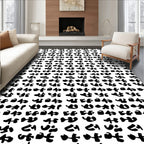 Abstract Black Character Pattern Rug