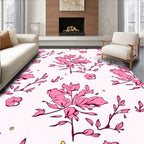 Pink Floral Botanical Pattern Rug