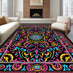 Vibrant Psychedelic Swirls Pattern Rug