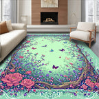 Enchanting Garden Butterfly Floral Pattern Rug
