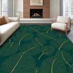 Elegant Gold Leaf Patterned Rug