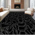 Abstract White Line Art Collage Rug