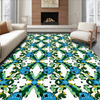 Bold Blue Green Abstract Tile Rug