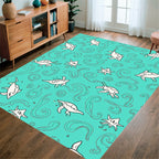 Oceanic Animals Playful Swirls Pattern Rug