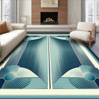 Art Deco Blue Geometric Burst Design Rug