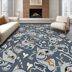 Playful Whimsical Cat Pattern Design Rug