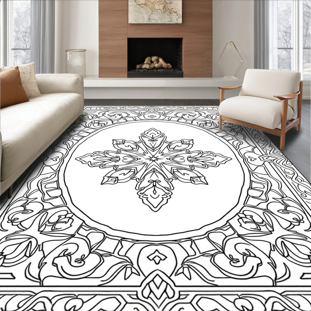 Ornate Starburst Mandala Pattern Rug