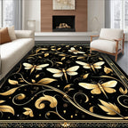 Golden Insect Leaf Art Nouveau Rug
