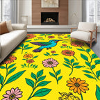 Vibrant Hummingbird And Floral Pattern Rug