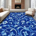 Elegant Blue Floral Vine Pattern Rug