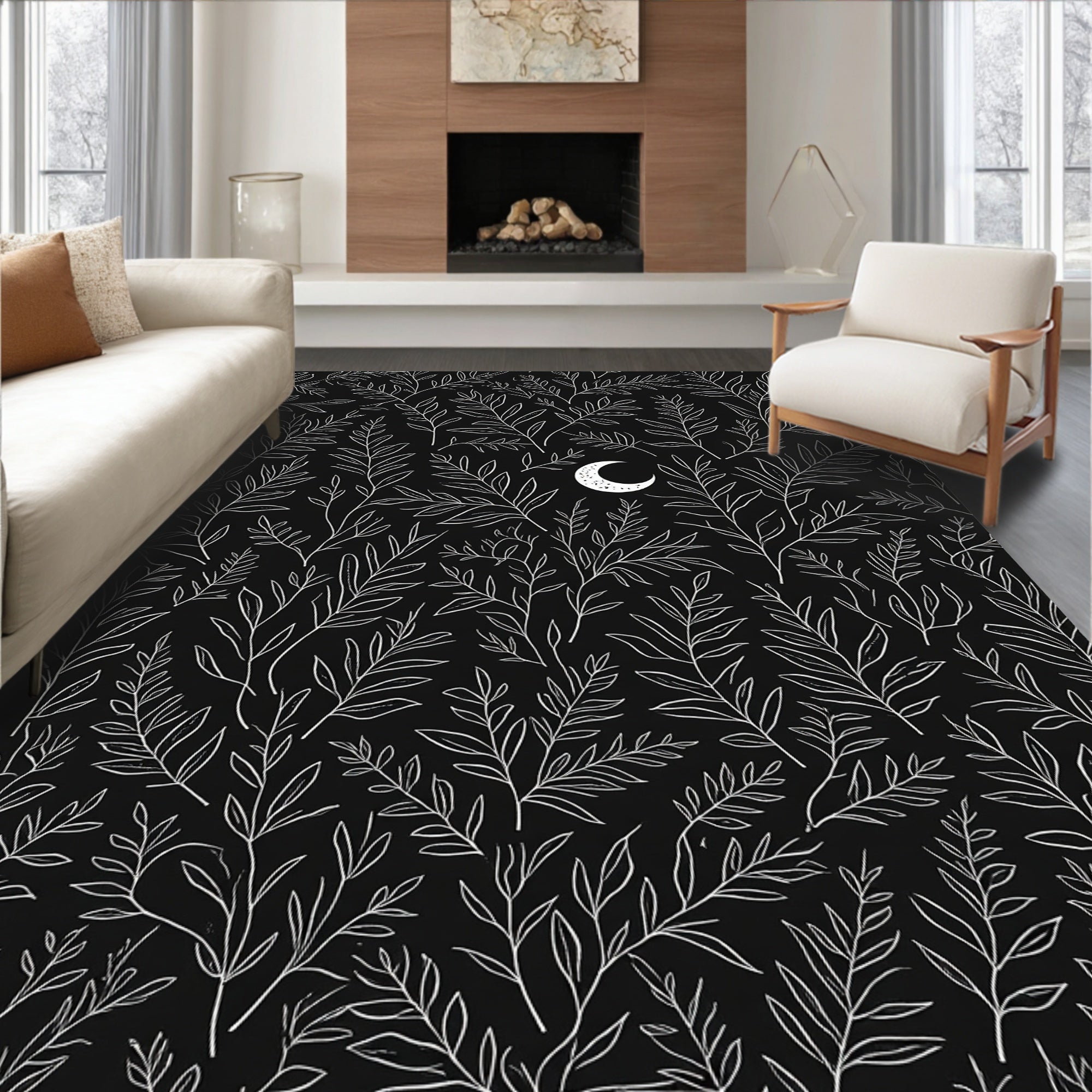 Mystical Moon Branch Pattern Rug