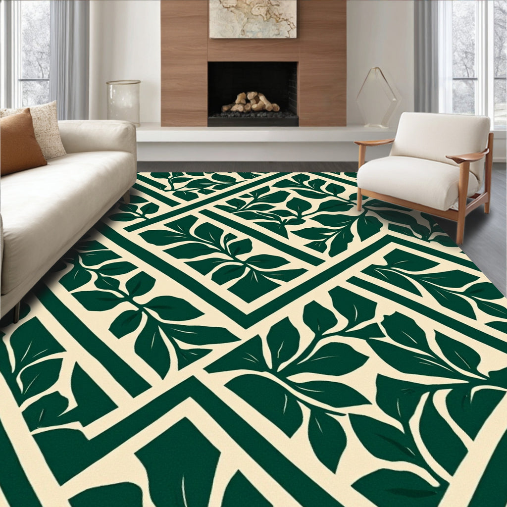 Botanical Lattice Pattern Rug