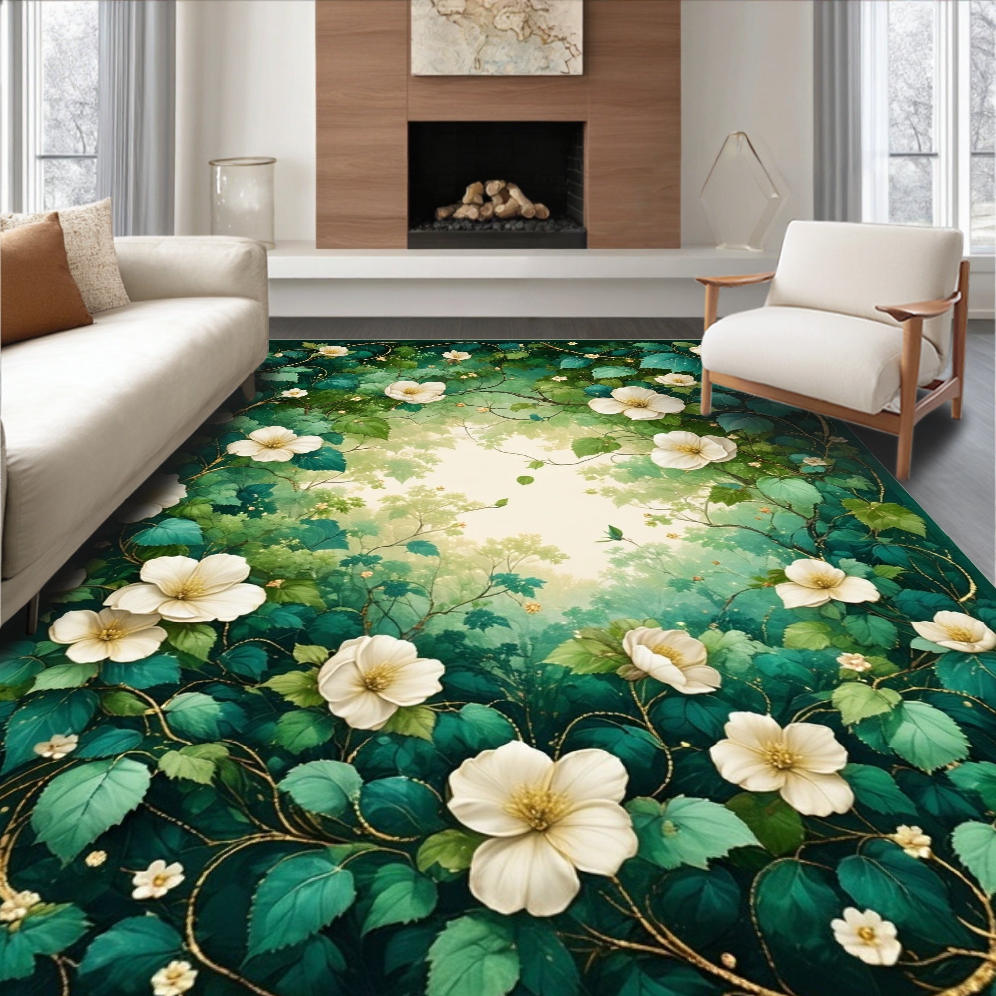 Enchanted Forest Floral Vines Rug