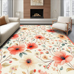Coral Floral Vine Pattern Rug