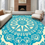 Teal Cream Intricate Mandala Pattern Rug