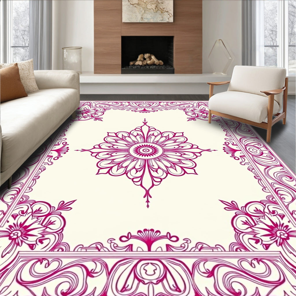 Ornate Floral Frame Design Rug