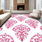 Classic Pink Damask Pattern Design Rug