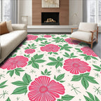 Vibrant Pink Floral Whimsical Pattern Rug