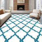 Teal Arabesque Patterned Rug