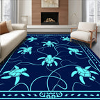 Nautical Turtle Marine Life Pattern Rug