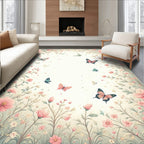 Pastel Floral Butterflies Pattern Rug