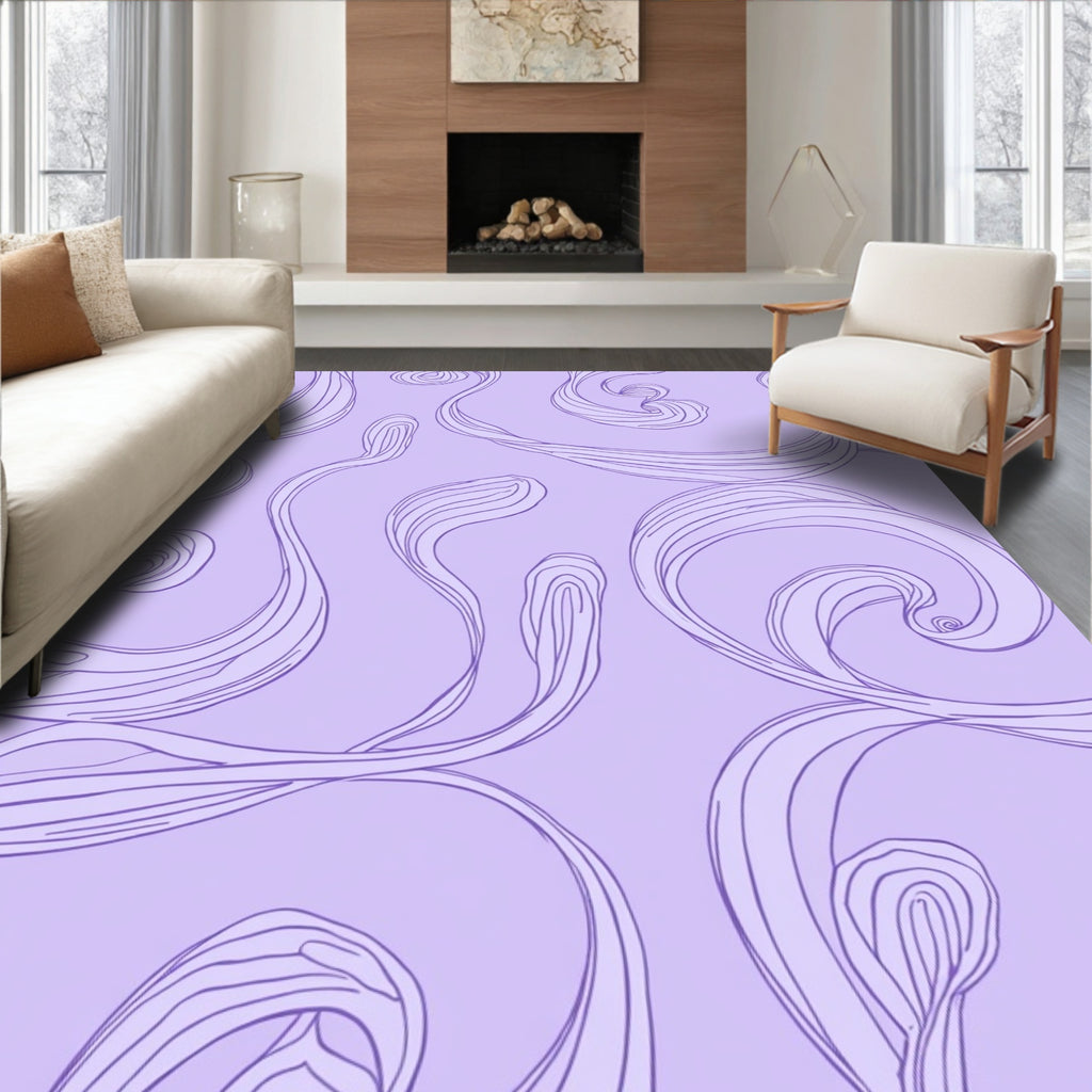 Flowing Swirl Line Art Pattern Rug