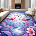 Pink Flamingos With Forest Delight Rug