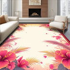 Vibrant Tropical Floral Palm Leaf Design Rug