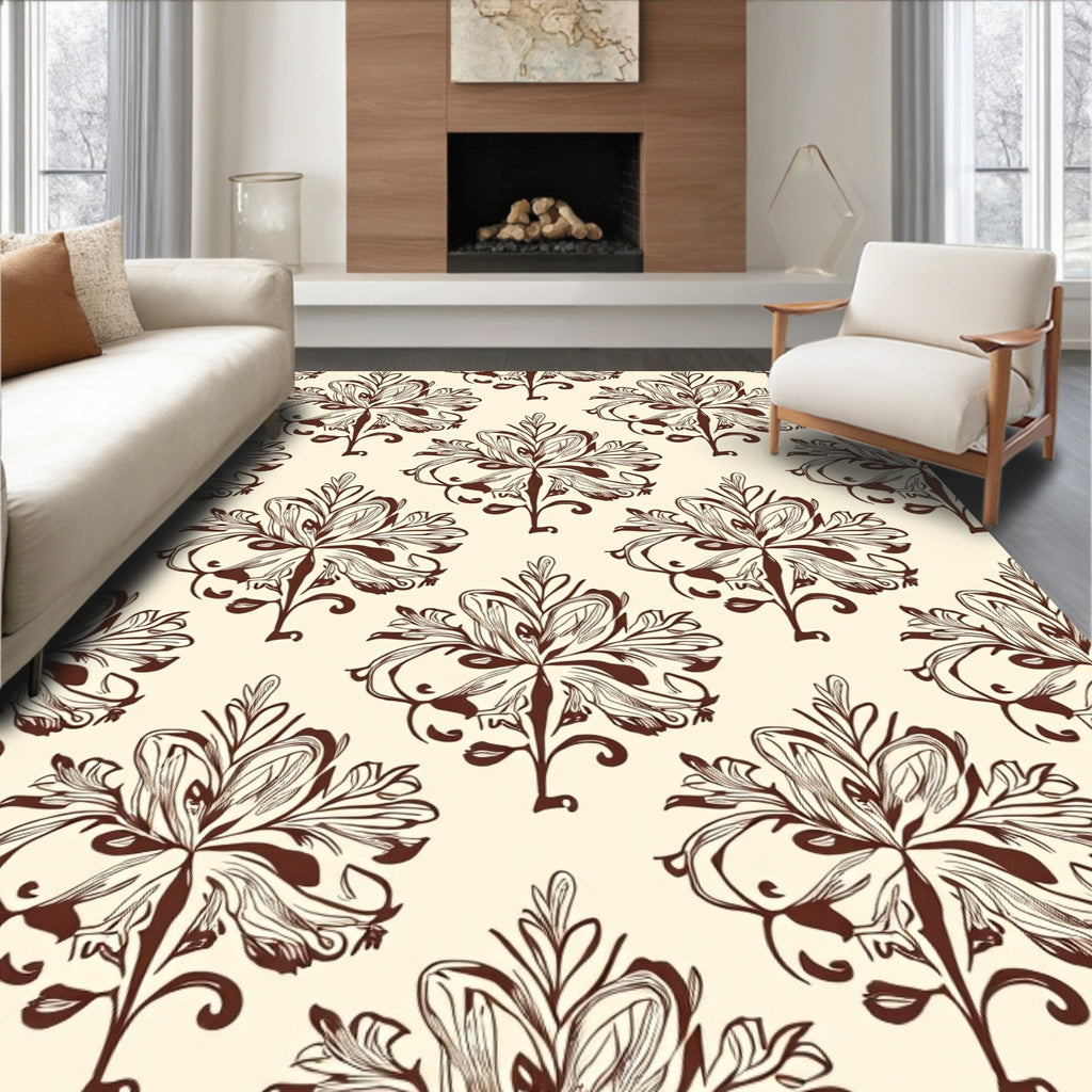 Classic Floral Swirls Damask Rug