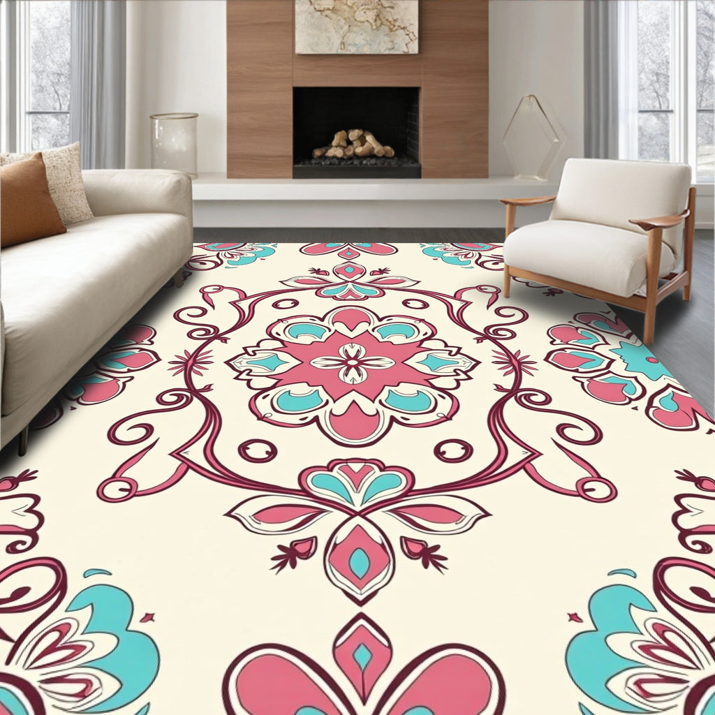 Vintage Floral Mandala Patterned Rug