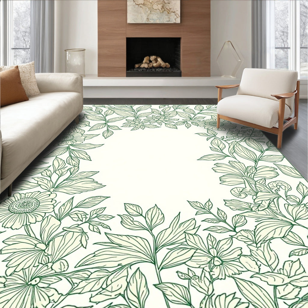 Elegant Botanical Garden Floral Design Rug