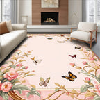 Floral Butterfly Patterned Romantic Rug